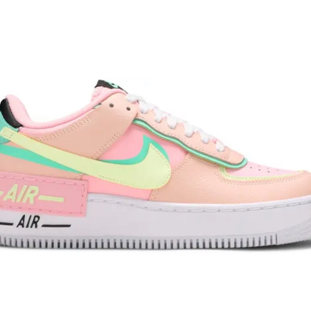 Nike Women's Air Force 1 Shadow Pink and Green Sneakers